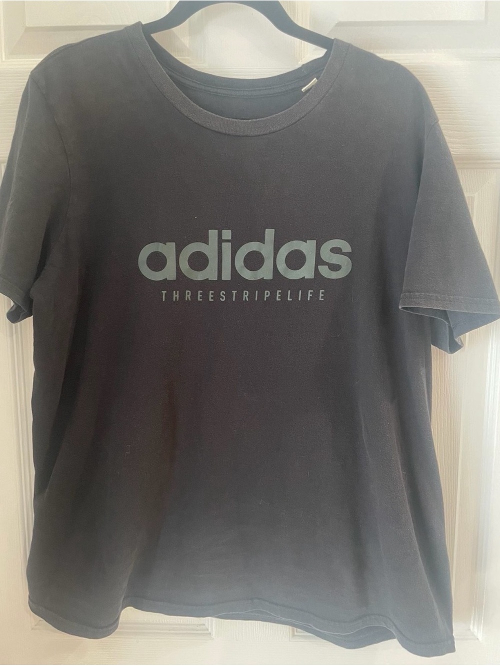 adidas Black Crewneck T-Shirt with Grey Logo
